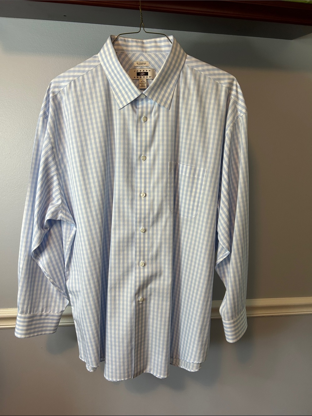 Joseph Abboud Light Blue and White Gingham Dress Shirt